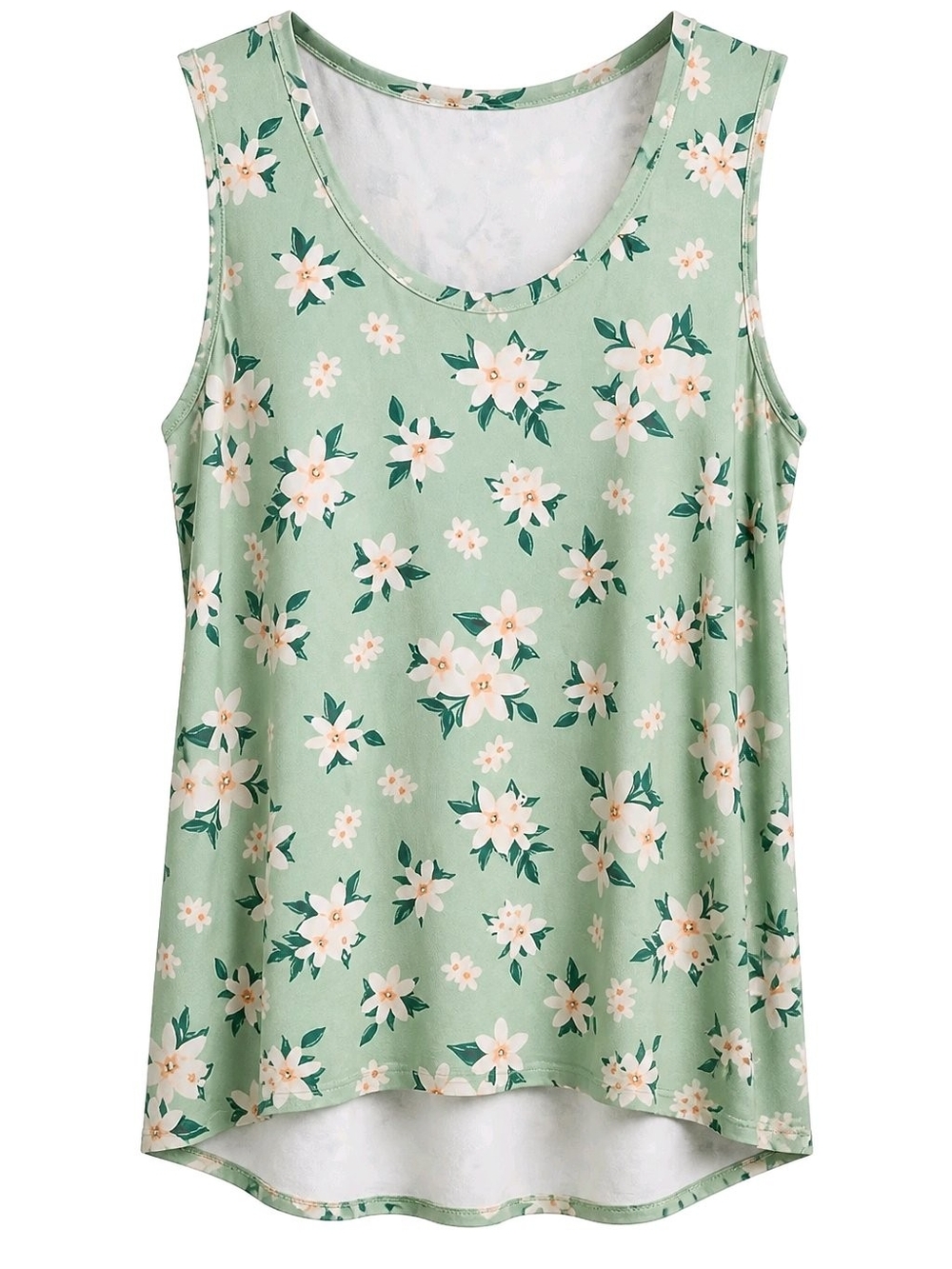 LuLaRoe XL Mint Green White Floral Scoop Neck Tank